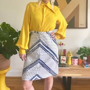 Vintage 70s polka dot chevron mini skirt S